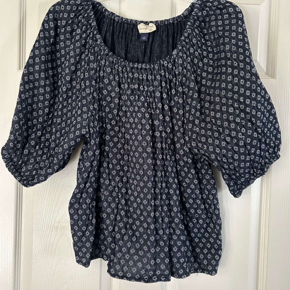 Universal Thread Blue Puff Sleeve Smocked Blouse